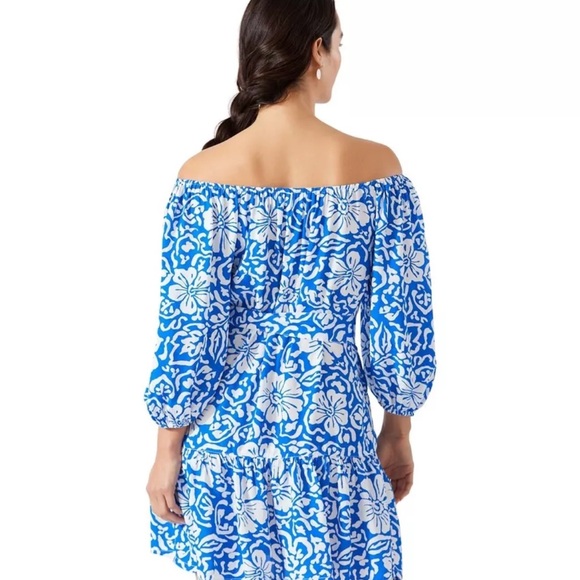 Tommy Bahama Island Cays Hibiscus Off The Shoulder Cover Up Dress - Picture 2 of 2